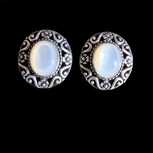 Relios Carolyn Pollack Sterling Silver Oval Moonstone Earrings